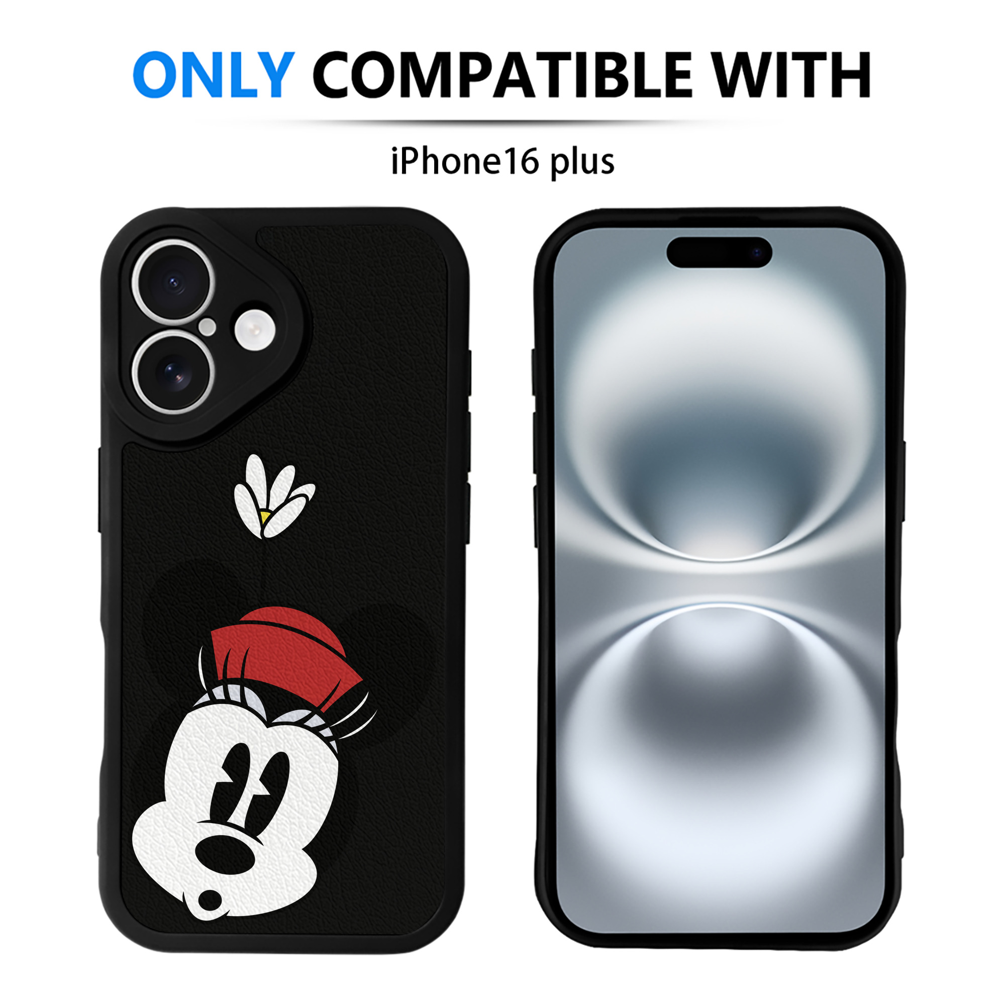 （画像用） ミッキーマウス Mickey Mouse 【iPhone 16シリーズ対応】シリコンスマホケース（レザー調） 材質：シリコン